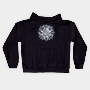 Elegant White Mandala Gray Nebula Design Kids Hoodie